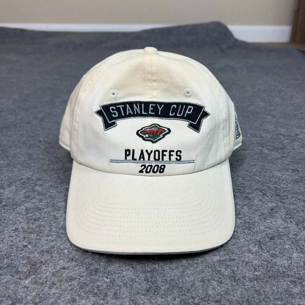 Minnesota Wild Mens Hat‎ Strap Back Beige Playoffs 2008 Cap Hockey NHL Sports ^